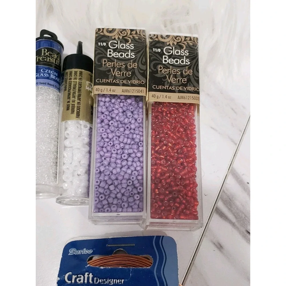LARGE GLASS SEAD BEAD LOT Czech Japanese Blue Moon Craft Wire Jewelry cord - Picture 6 of 16